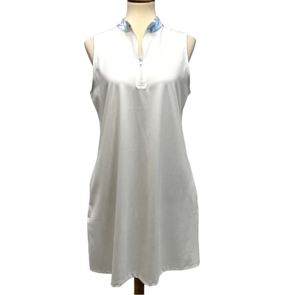 Tommy Bahama Golf White Quarter Zip Printed Stand Collar Casual Dress Large - Picture 2 of 10